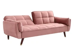Sofá cama clic-clac GULCAN de 3 plazas en terciopelo rosa