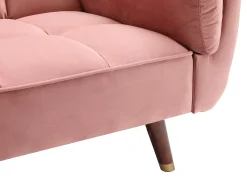 Sofá cama clic-clac GULCAN de 3 plazas en terciopelo rosa
