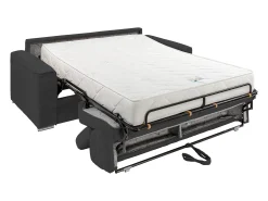 Sofá cama con apertura italiana de pana gris - Cama de 160 cm - Colchón de 22 cm - VIZIR