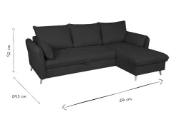 Sofá cama con chaise longue 3-4 plazas con canapé de tela beige y madera clara DRISS