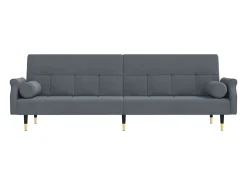 Sofá cama con cojines terciopelo gris oscuro