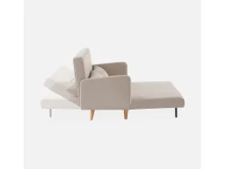 Sofá cama con patas de madera de 2 plazas beige