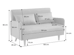 Sofá cama con patas de madera de 2 plazas beige