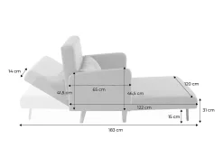 Sofá cama con patas de madera de 2 plazas beige