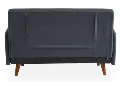 Sofá cama con patas de madera de 2 plazas gris oscuro