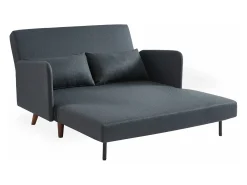 Sofá cama con patas de madera de 2 plazas gris oscuro