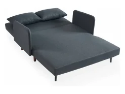 Sofá cama con patas de madera de 2 plazas gris oscuro