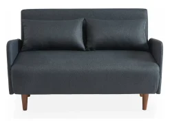 Sofá cama con patas de madera de 2 plazas gris oscuro