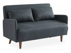 Sofá cama con patas de madera de 2 plazas gris oscuro