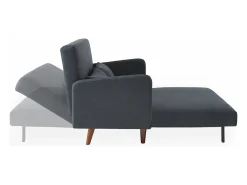 Sofá cama con patas de madera de 2 plazas gris oscuro