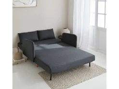 Sofá cama con patas de madera de 2 plazas gris oscuro