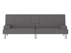 Sofá cama con portavasos cuero sintético gris