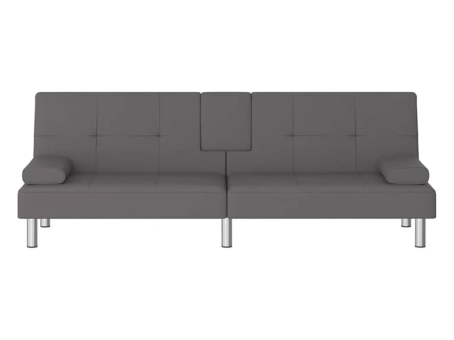 Sofá cama con portavasos cuero sintético gris