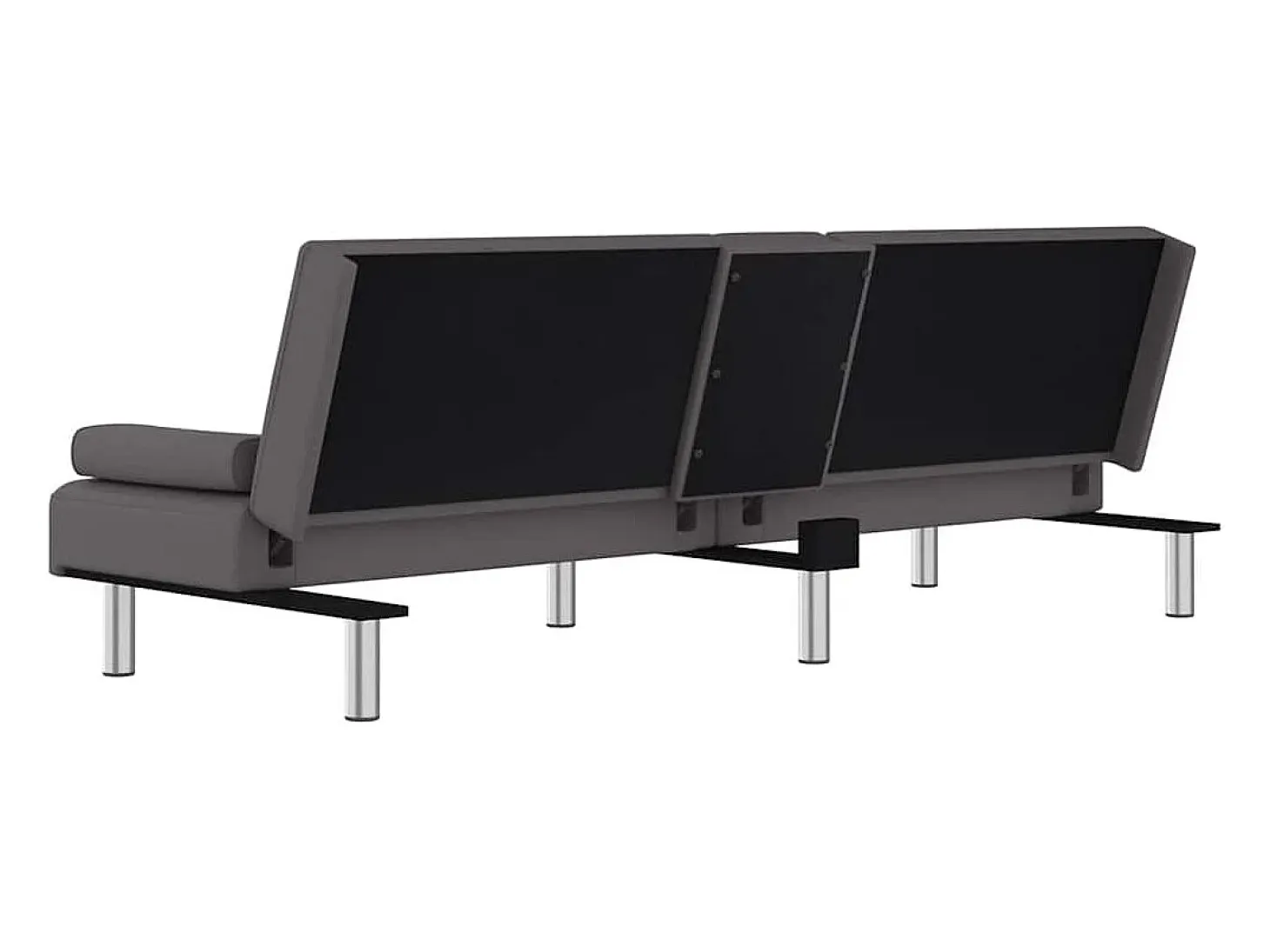 Sofá cama con portavasos cuero sintético gris