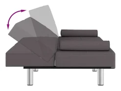 Sofá cama con portavasos cuero sintético gris