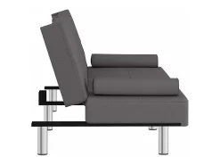 Sofá cama con portavasos cuero sintético gris