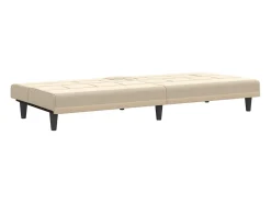 Sofá cama con portavasos tela crema