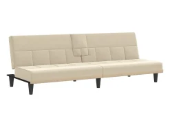 Sofá cama con portavasos tela crema