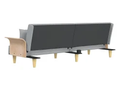 Sofá cama con reposabrazos tela gris claro