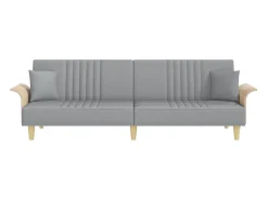Sofá cama con reposabrazos tela gris claro