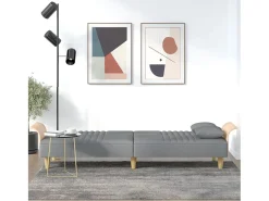 Sofá cama con reposabrazos tela gris claro