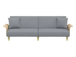 Sofá cama con reposabrazos tela gris claro