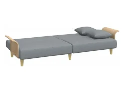Sofá cama con reposabrazos tela gris claro