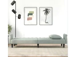Sofá cama con reposabrazos terciopelo gris claro