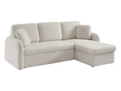 Sofá cama con rizos blancos de 3 plazas crema