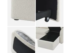Sofá cama con rizos blancos de 3 plazas crema