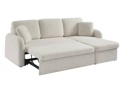 Sofá cama con rizos blancos de 3 plazas crema