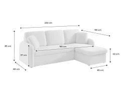 Sofá cama con rizos blancos de 3 plazas crema