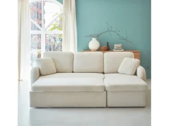 Sofá cama con rizos blancos de 3 plazas crema