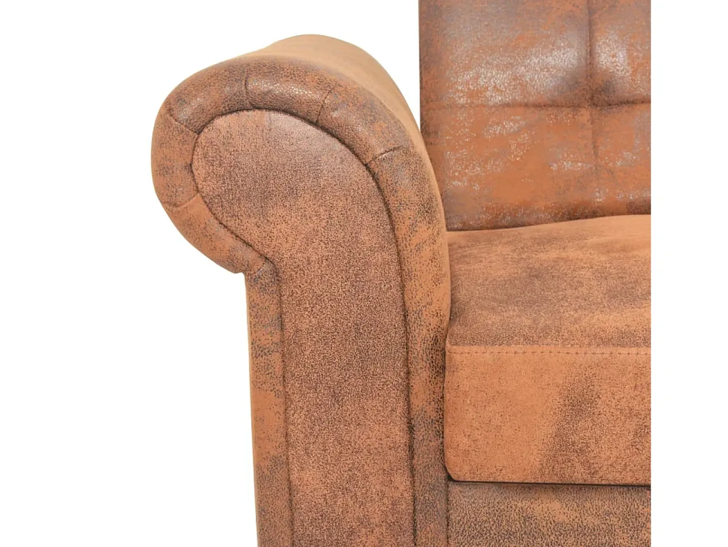 Sofá cama convertible con reposabrazos de ante sintético marrón