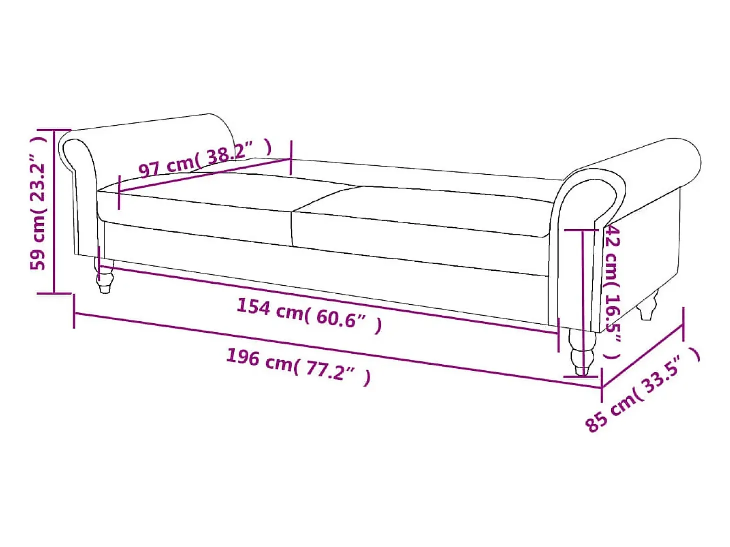 Sofá cama convertible con reposabrazos de ante sintético marrón
