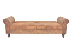 Sofá cama convertible con reposabrazos de ante sintético marrón