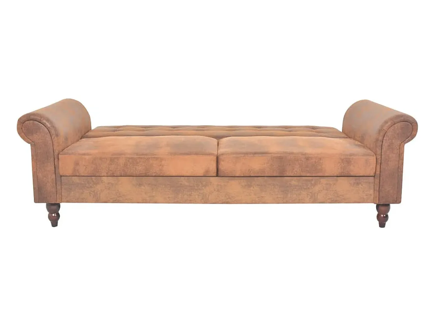 Sofá cama convertible con reposabrazos de ante sintético marrón