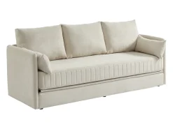 Sofá cama convertible de 3 plazas de tela color beige GRECCO