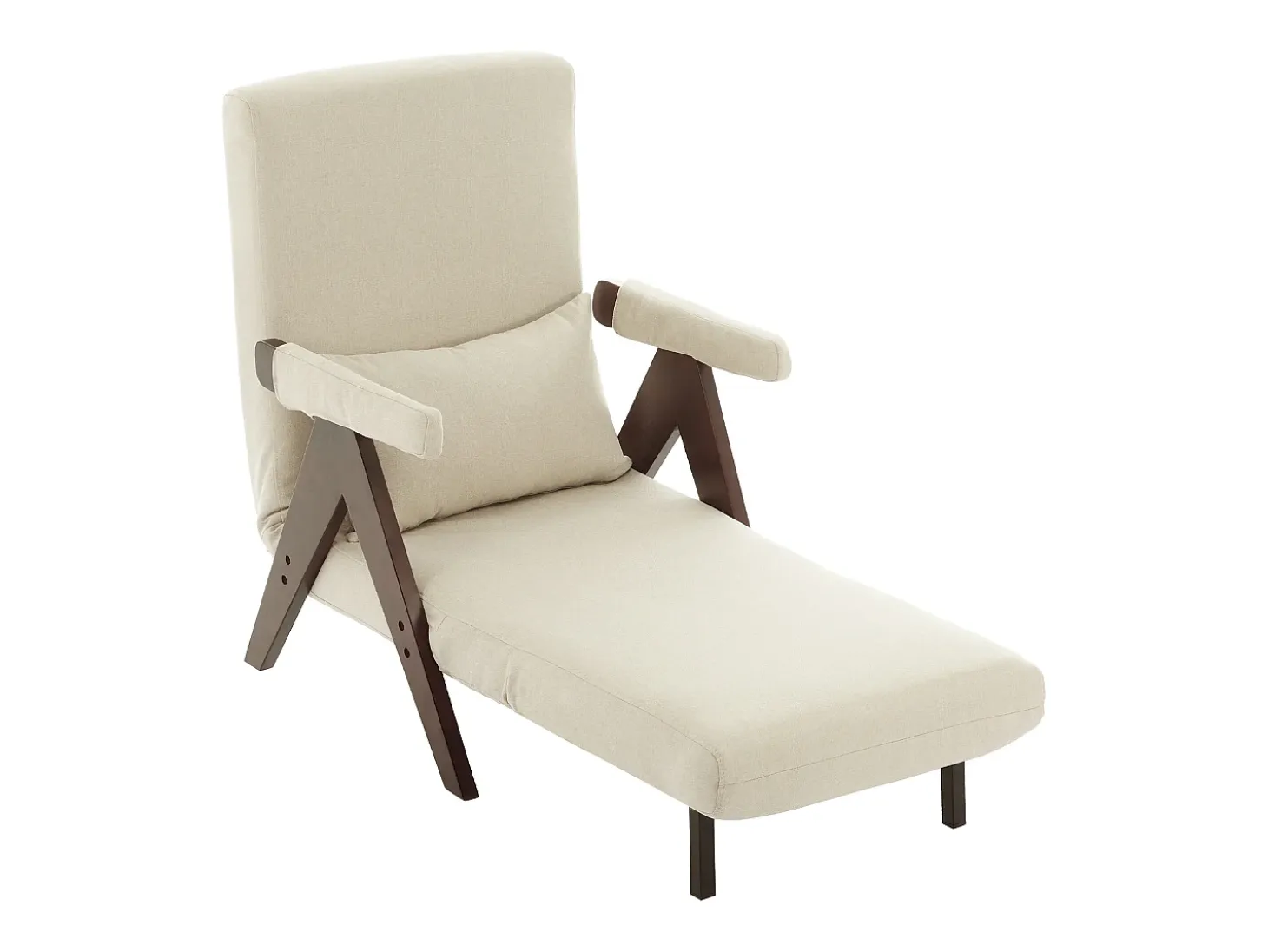 Sofá cama convertible tres en uno, silla plegable tapizada, nogal