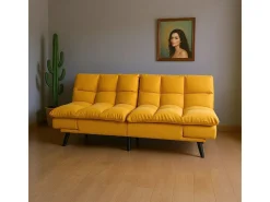Sofá cama Cushion sistema clic clac amarillo 81x183x86,5 cm Adec