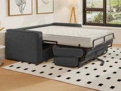 Sofá cama de 4 plazas con apertura italiana de pana beige LORETO