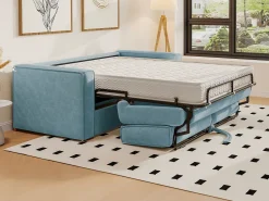 Sofá cama de 4 plazas con apertura italiana de pana beige LORETO