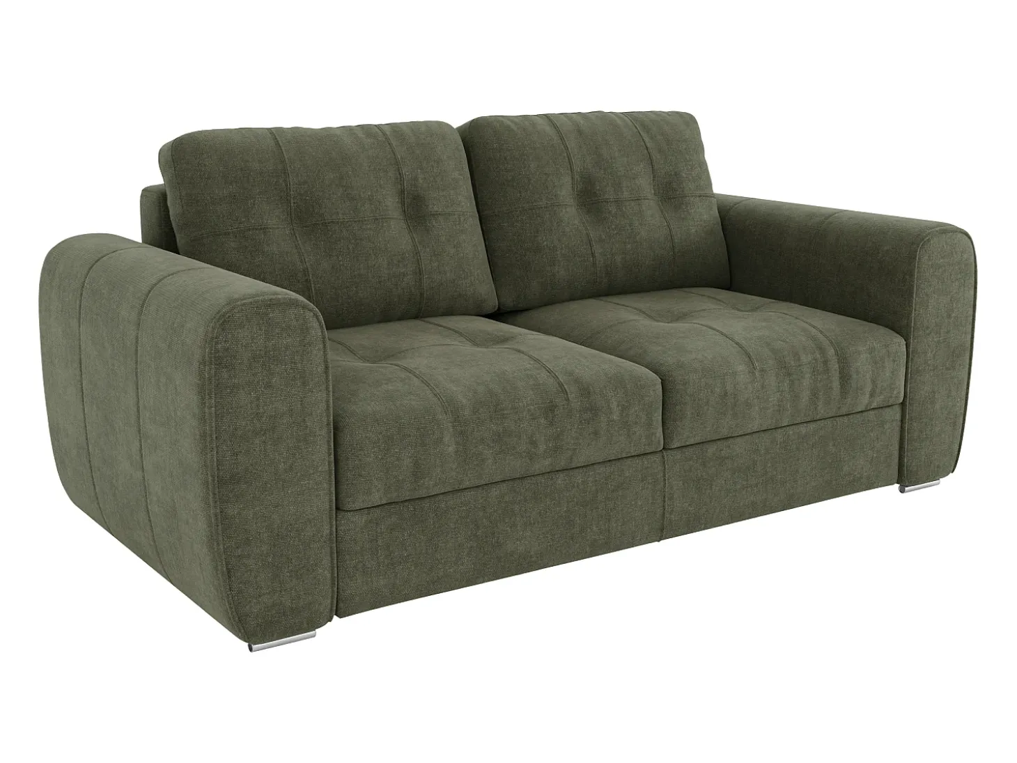 Sofá cama de 3 plazas con convertible de apertura rápida de tela verde - 140 cm de ancho de cama - Colchón de 22 cm BOLIPO