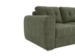 Sofá cama de 3 plazas con convertible de apertura rápida de tela verde - 140 cm de ancho de cama - Colchón de 22 cm BOLIPO