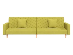 Sofá cama de 2 plazas con dos almohadas tela verde