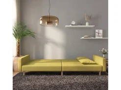 Sofá cama de 2 plazas con dos almohadas tela verde