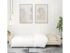 Sofá cama de 2 plazas con dos almohadas terciopelo color crema