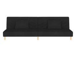 Sofá cama de 2 plazas con dos almohadas tela negro
