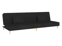 Sofá cama de 2 plazas con dos almohadas tela negro