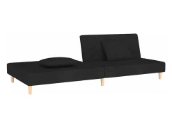 Sofá cama de 2 plazas con dos almohadas tela negro